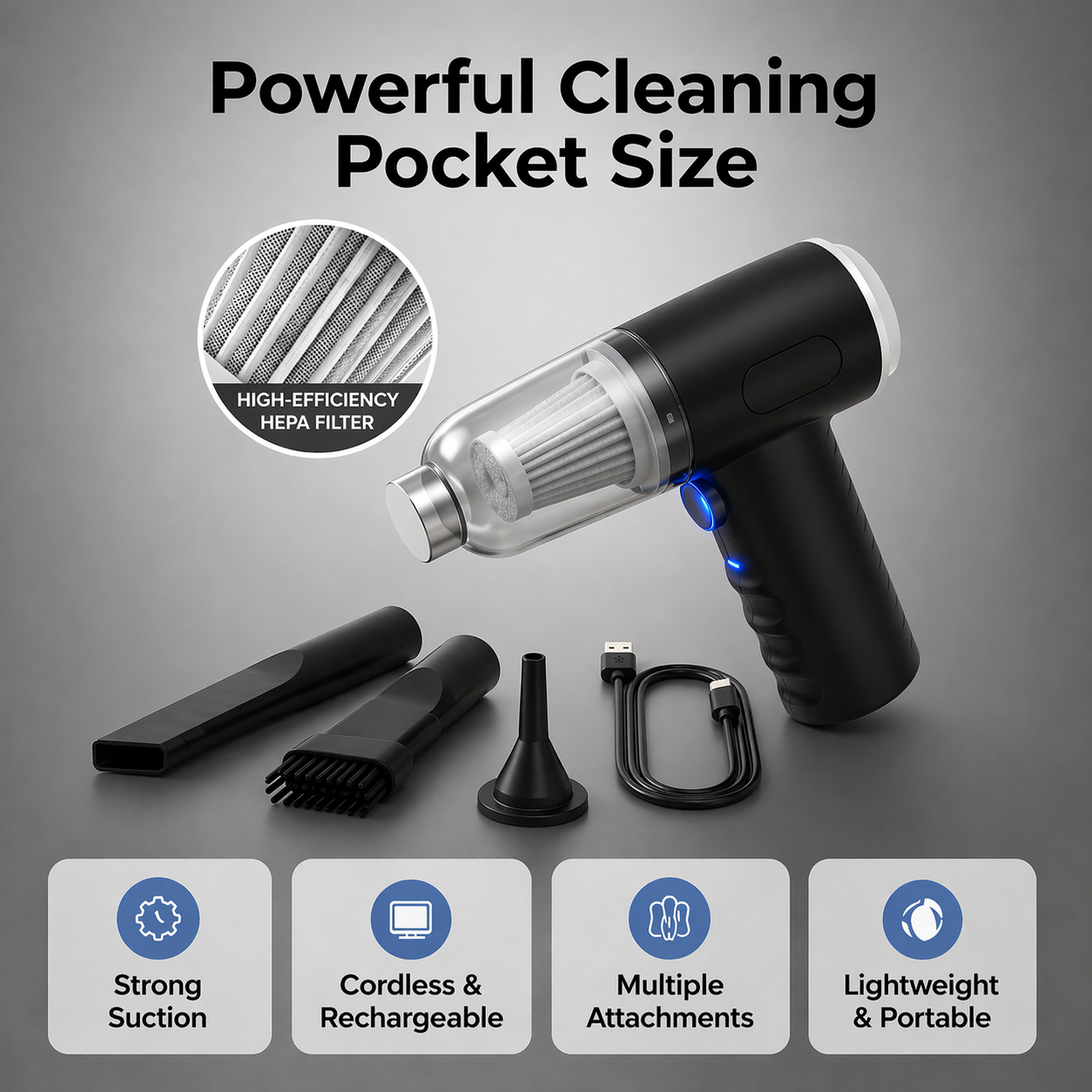 Grab-N-Vac - Portable High-Power Vacuum Cleaner